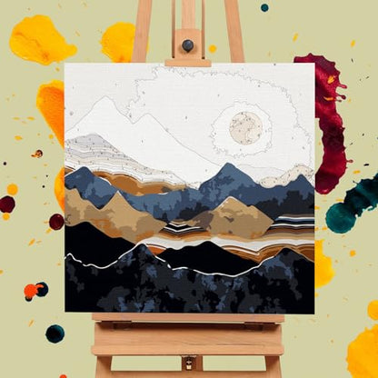 Framed Paint by Numbers Kit for Adults Beginners & Kids Ages 8-12, Abstract Mountain Acrylic Easy Paint by Number with Frame, Paint by Number Kits on Canvas Framed (10 * 10 Inch, without Easel) - color: BOP1PF09, size: 10 x 10 Inch