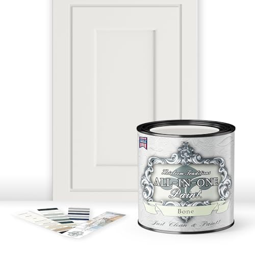 ALL-IN-ONE Paint by Heirloom Traditions, Bone (Off White), Quart - Durable cabinet and furniture paint. Built in primer and top coat, no sanding needed. Includes our 30 featured color card. - color: Bone, size: 32 Fl Oz (Pack of 1)