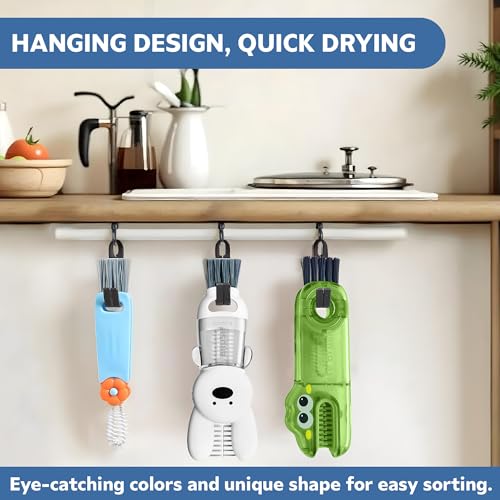 Cup Lid Cleaning Brush, 3 in 1 Lid Cleaner for Tumblers and Water Bottles, Gap Cleaning Brush with Straw Hole Detail Tool, Multifunctional Brush for Daily Use (Blue Green) - color: Blue Green