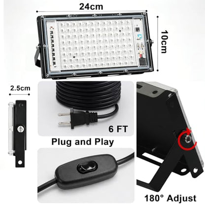 Feghezja UV Light for Resin, Portable UV Black Light, 100W Fast 3D Printer Curing UV Lamp, Jewelry Making Supplies for Resin UV, DIY Craft, Glow Party, Fluorescent Poster, Halloween, Body Paint - size: 100W