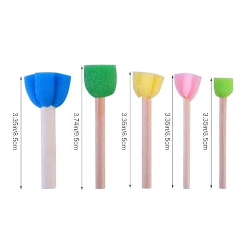 Flower Sponges Brush Set Paint Sponge Wood Handle Round Foam Stencil Brushes Touch Up Painting Tools for Acrylic Craft Staining Varnishes 10pcs - color: B