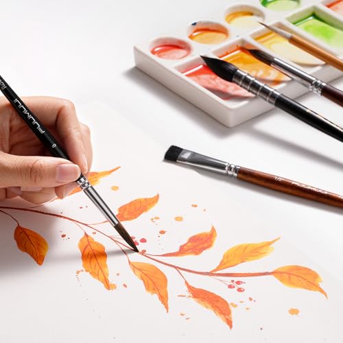 Watercolor Paint Brushes, 5pcs Fuumuui Professional Sable Brush, Wool & Synthetic Squirrel Brushes Set with Extended Needle, Round Point, Flat, Quill Wash Perfect for Watercolor Acrylic Gouache Inks - color: Mix5
