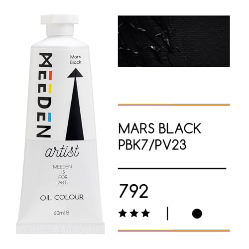 MEEDEN Artist Grade Oil Paint: Mars Black - 60ml/2oz Tube - Professional Art Paints for Canvas Painting - color: Mars Black, style: 60ml/2oz