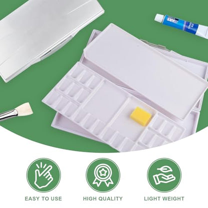 Falling in Art Airtight Leak-Proof Watercolor Palette, 24 Slightly Sloping Wells-3 Mixing Areas, 12 3/5 Inches by 6 2/7 Inches - size: 12.6" x 6.3" (24 Wells)