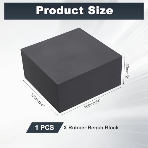 HARFINGTON Rubber Bench Block 4"x4"x2" Black Rubber Stamping Block Square Anti Vibration Pads for Jewelry Making Hammering Shaping Chasing Flattening Metals - size: 4"x4"x2"