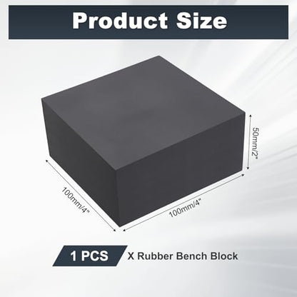 HARFINGTON Rubber Bench Block 4"x4"x2" Black Rubber Stamping Block Square Anti Vibration Pads for Jewelry Making Hammering Shaping Chasing Flattening Metals - size: 4"x4"x2"