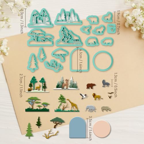 ORIGACH 17 Pcs Forest and Animals Polymer Clay Cutters Set Earring Clay Cutter DIY Craft Supplies for Earring and Jewelry Making - style: Forest & Animals