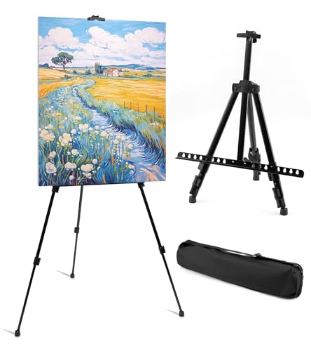 Display Easel Stand for Sign, Adjustable Portable 63'' Tripod with Carry Bag, Artist Easels Canvas Stand for Table-Top Displaying/Painting/Wedding Signs