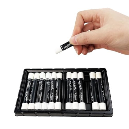 Flylin 12Pcs White Oil Pastel, Professional Soft Oil Pastels Stick Set for Artist Blending, Gallery Quality Art Supplies for Adult Drawing, Painting & Illustration