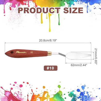 MECCANIXITY Pack of 1 Palette Knife No.10, 8.2" Long Palette Knives with Stainless Steel Flexible Spatula Pallet Knife and Wood Handle for Scraping, Mixing, Oil Acrylic Painting Canvas - style: No.10
