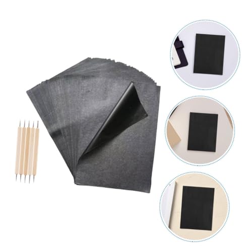 NUOBESTY Graphite Transfer Paper 55pcs A4 Sheets Dual-tip Pens for Copy Trace Embroidery