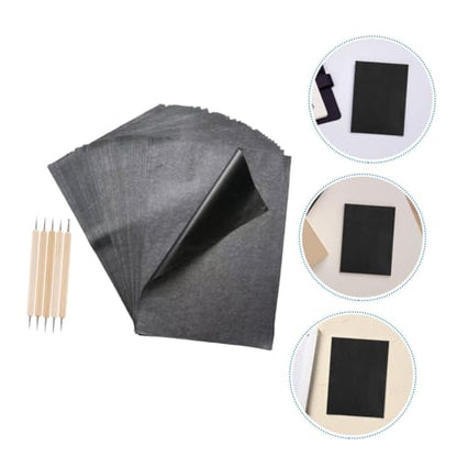 NUOBESTY Graphite Transfer Paper 55pcs A4 Sheets Dual-tip Pens for Copy Trace Embroidery