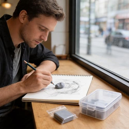Kneaded Eraser 1 Pack Grey, Soft Moldable Absorbent Kneadable Eraser for Sketching, Drawing, Charcoal, Graphite, Art Blending, with Plastic Storage Case
