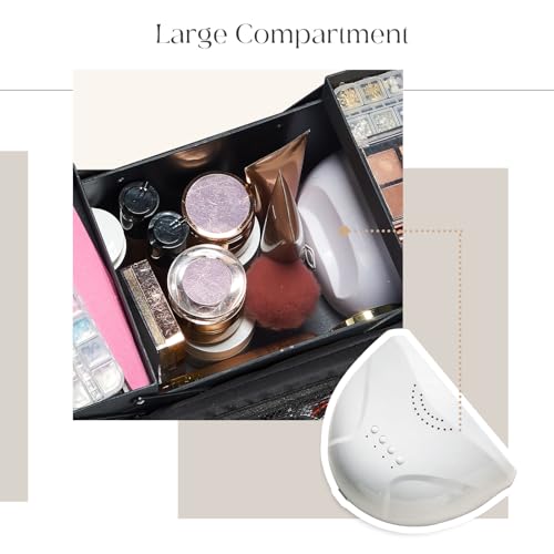 Yueieoun Large Makeup Case,Nail Bag with 4 Tier, Travel Makeup Box Organizer,Nail Kit Storage Tattoo Bag Make Up Case for women/Nail Art/Eyelash Extension/Tattoo/MUA, with luggage sleeve, Black - size: Medium