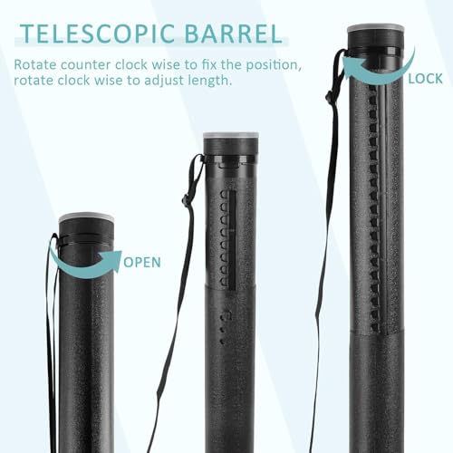 DEWEL Document Tube,Plastic Expanding Poster/Art/Document Storage Tube 24.5 to 40 inches Adjustable with Carrying Strap Waterproof and Light-Resistance Telescoping Carrying Case (Black-Large Size) - color: Black (Round), size: Large