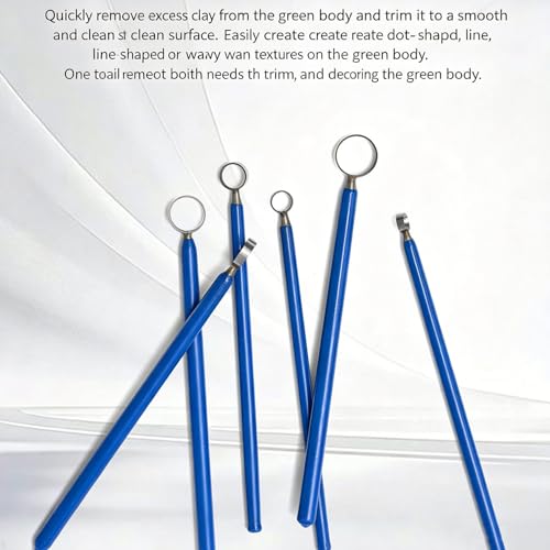 6 PCS Clay Pottery Sculpting Tools Set, Pottery Trimming Tools, Tungsten Steel Body, Soft-Grip Handle, Size: 7.5/9.5/11.5/13.5/15.5/17.5mm, for Ceramic, Carving Modeling