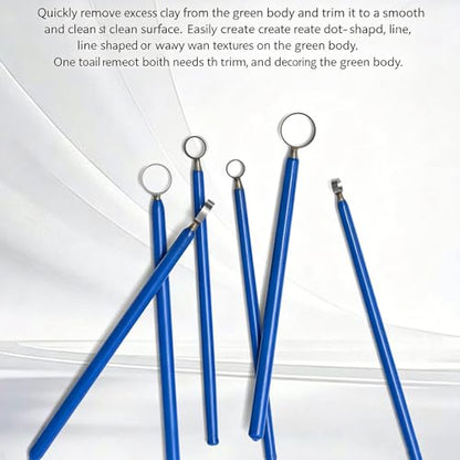 6 PCS Clay Pottery Sculpting Tools Set, Pottery Trimming Tools, Tungsten Steel Body, Soft-Grip Handle, Size: 7.5/9.5/11.5/13.5/15.5/17.5mm, for Ceramic, Carving Modeling