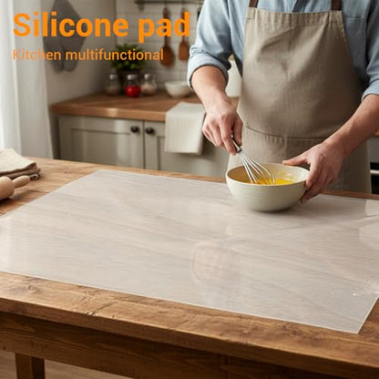 2 Pack Extra Large Silicone Mat, 24 x 36 Inches Non-Slip Heat Resistant Table Protector Clear Silicone Mat for Kitchen Counter, Painting, Clay, Projects, Arts and Crafts (Translucent) - size: 24 x 36 inches
