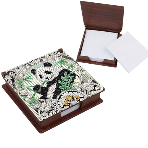 Diamond Painting Kit memo Box, Diamonds Art DIY Panda Patterns Sticky Note Box Special Shape Drill, with 160 Sticky Note, Ideal for Home Office Supplies, Handicrafts, Holiday Gifts - color: Panda