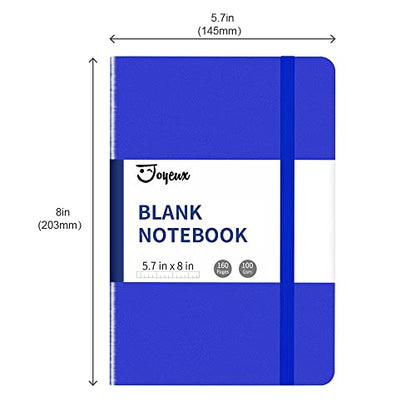 JOYEUX Blank Journal Notebook, A5, 160 Pages 100 Gsm Thick Sketch Books Hardcover Journal for Writing, 5.7 inches x 8 inches Notebooks for Work (Navy) - color: Navy
