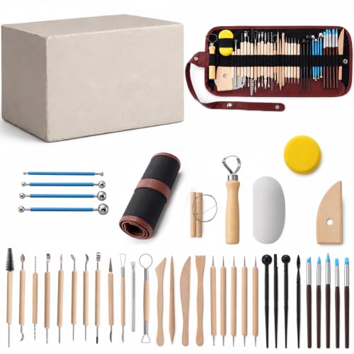 Gersoniel Air Dry Clay Kit 5.51lbs Pottery Clay with 40 Pcs Pottery Tool Sculpting Tool Set All-Purpose Modeling Clays DIY Painting Making Set with Paint, Sculpting Tools, Storage Bag, Craft Lover