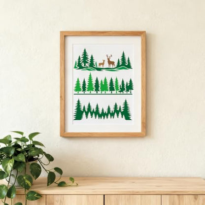 10 Sheets Forest Silhouette Stencils for Painting, 10 Styles Tree Mountain Deer Drawing Template Reusable Art Templates for Painting on Canvas Wood Wall Home Decor - style: Forest Silhouette