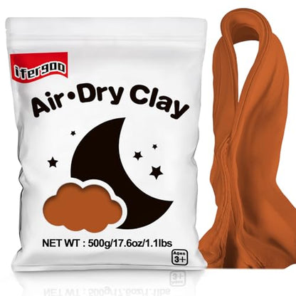ifergoo Brown Air Dry Clay - Moldable Cosplay, DIY Creative Modeling Clay for School Arts & Craft Project, Fake Bake, Slime Supplies, Super Light Magic Foam Molding Clay, Soft, No-Sticky, 1.1LBS/500G - color: Brown/500g