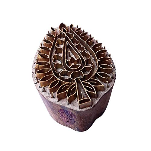 Hand Carved Wooden Stamp Brass Leaf Pattern Clay Printing Block - size: BSCtag016