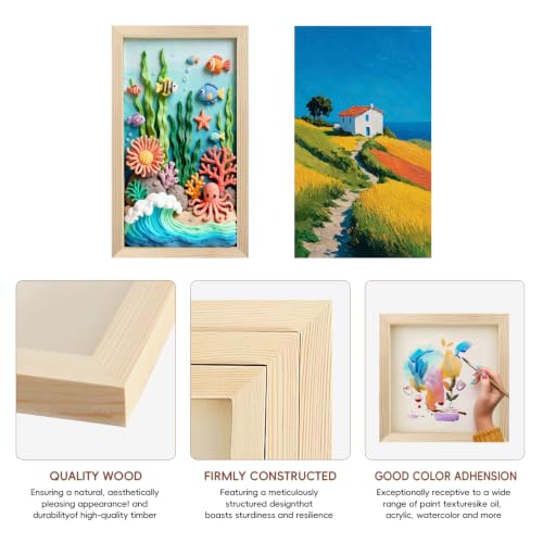 5 Pack 6x12 Inch Wood Panel Boards,Unfinished Wood Frames for DIY Art Projects, Square Canvas for Painting, Pouring, Arts Use with Oils, Valentine's Day Halloween Christmas Decorative Panel Canvas - size: 6 x 12 inch