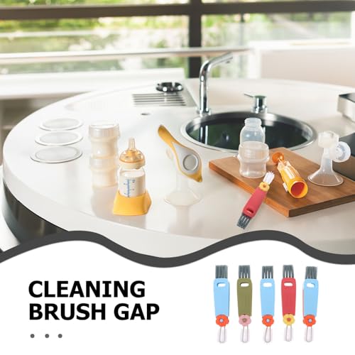 5pcs Water Bottle Lid Cleaner Brush Set with Flower Design, Bendable Mini Cup Lid Gap Scrubber for Kitchen and Home Crevice Cleaning