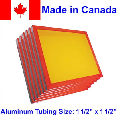 Silk Screen Printing Frames 8 Pcs 20” x 24” Stretched with High Tension 230 Yellow Mesh, MADE IN CANADA, Frame Built with 1.5" x 1.5" Aluminum Tubing
