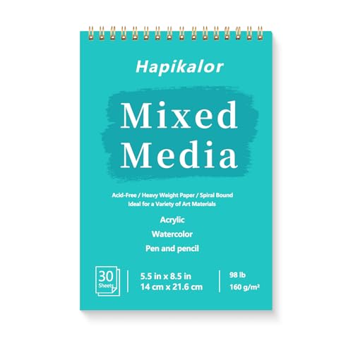 Sketch Book Mixed Media Pad - 5.5" x 8.5" Top Spiral Bound Sketch Pad, 30 Sheets 98lb/160gsm Acid-Free Drawing Paper, Art Supplies Sketchbook for Drawing, Sketching - size: 5.5" x 8.5"