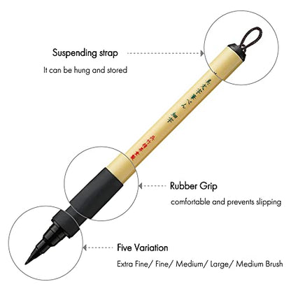 Kuretake Bimoji Brush Pen, 5 pcs set, brush tip marking fude brush pen, for Calligraphy, lettering, illustration, Professional, Made in Japan - style: Variety 5pcs box2