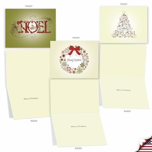 The Best Card Company - 10 Christmas Greeting Cards with Envelopes - Festive, Fun Assorted Holiday Notecards (4 x 5.12 Inch) - Avocado Green Christmas M6646XSG - style: Avocado Green Christmas