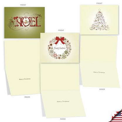 The Best Card Company - 10 Christmas Greeting Cards with Envelopes - Festive, Fun Assorted Holiday Notecards (4 x 5.12 Inch) - Avocado Green Christmas M6646XSG - style: Avocado Green Christmas