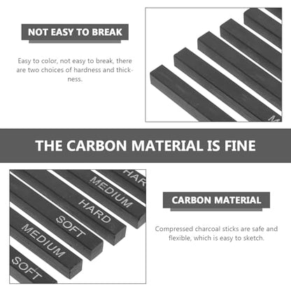 TEHAUX 6Pcs Sketch carbon square bars vine suits art charcoal sticks dark charcoal sticks Compressed Sticks Charcoal Rods compression suite pencil graffiti stick set