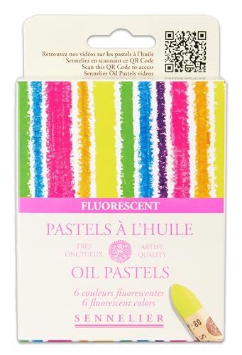 SENNELIER Oil French Pastel for Professional Artists, Fluorescent Set of 6, 395