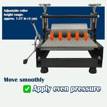 Maisutseb Tabletop Slab Roller for Printmaking 19.7 * 12.6in Manual Printmaking Machine | Uniform Pressure, 1.57in Adjustable Height, Durable Construction, Easy Operation