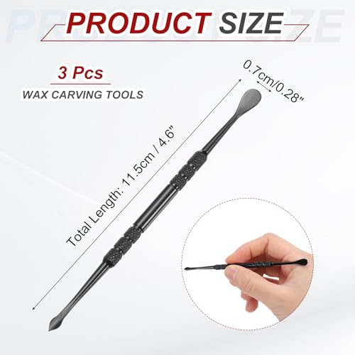 MECCANIXITY 3 Pcs Wax Carving Tools Stainless Steel 4.6 Inch Double-Headed Wax Carving Sculpting Tools for Modeling Sculpting Shaping, Black - color: Black