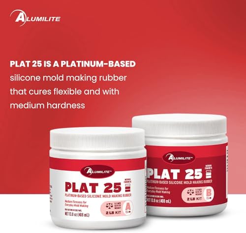 Alumilite Plat 25 Platinum-Based Silicone Mold-Making Kit 2 lbs (1 lb Part A + 1 lb Part B) with Rubber, For Resin Casting, Food-Safe Molds for Fondants, Cakes, Chocolate, and Sugar