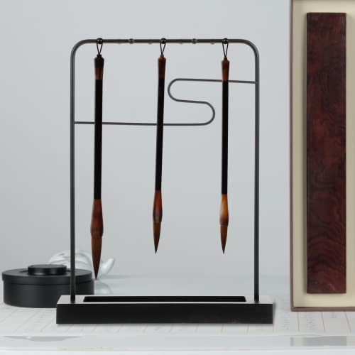 COHEALI Iron Brush Pen Holder 14.56X10.62X2.00In Wrought Calligraphy Brush Rack Home Desk Display Organizer for Writing and Art Supplies