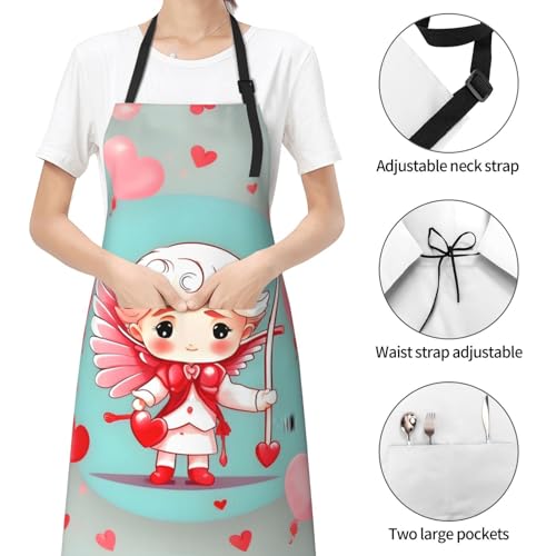 Cartoon heart sun Heavy Duty Waterproof Apron with Pockets for AdultsResistant Grilling, Gardening, Painting - color: Cute Loving Boy