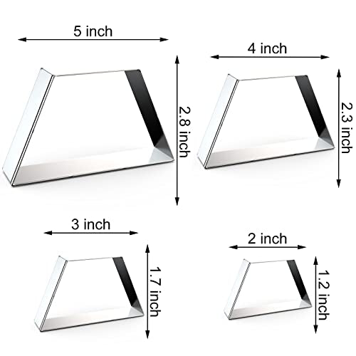 Trapezoid Cookie Cutter Set Large - 5 Inch, 4 Inch, 3 Inch, 2 Inch - Geometric Frame Plaque Cookie Cutters Shapes Molds - Stainless Steel - color: Trapezoid