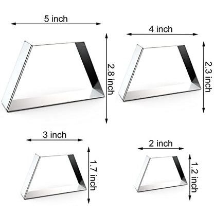 Trapezoid Cookie Cutter Set Large - 5 Inch, 4 Inch, 3 Inch, 2 Inch - Geometric Frame Plaque Cookie Cutters Shapes Molds - Stainless Steel - color: Trapezoid