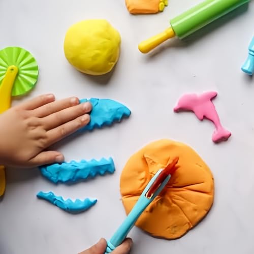 Clay and Dough Tools 6 Pieces Basic Dough Tool Set for Kids, Variety of Rolling Pins, Rollers, Cutters - color: TTX