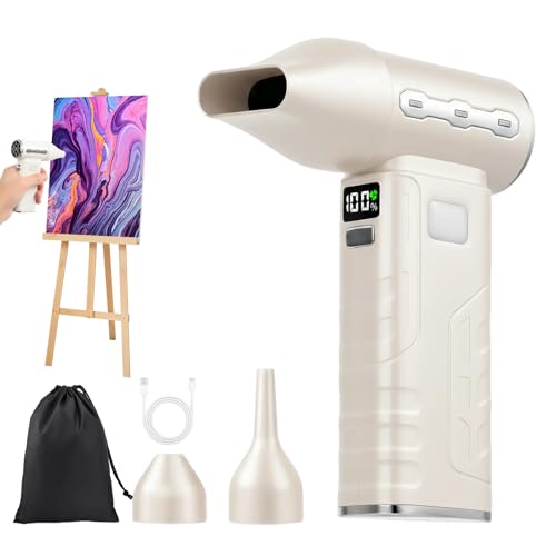 Cordless Acrylic Paint Pouring Blower with 3 Nozzles, 5 Speed Adjustable Mini Paint Dryer for Fluid Art, Acrylic Pouring, Watercolor, Resin, Dutch Pour Floetrol Craft Projects - color: White