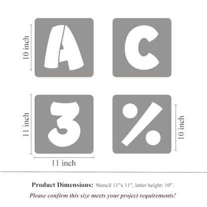 10 Inch Letter Stencils for Painting - 42 Pack Alphabet Letter and Number Stencil Templates with Signs for Painting, Reusable Letters and Numbers Stencils for Chalkboard Wood Signs & Wall Art - size: 10 Inch