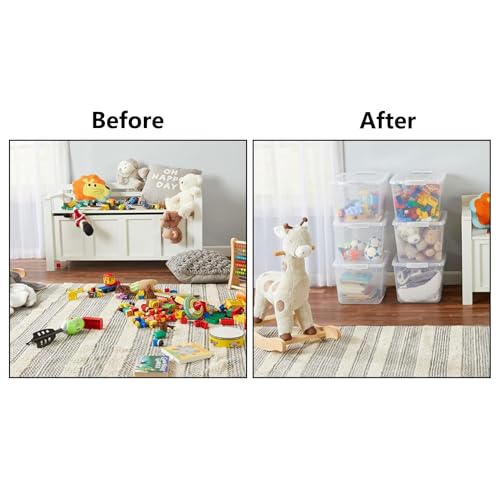 Plastic Bin with Lid, 1PCS Transparent Storage Box Office Container with Lids Platic Hangers Office Storage Bins Clothes Hangers Wardrobe Sundries Organizer - size: 63*45*35cm/24.8*17.71*13.77"