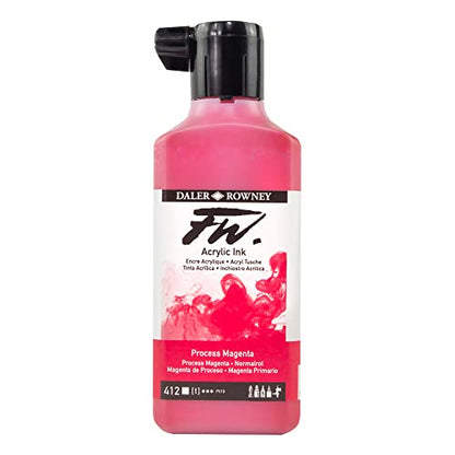Daler-Rowney FW Acrylic Artists Ink, 180ml/6oz Plastic Bottle, Process Magenta (D160181412)