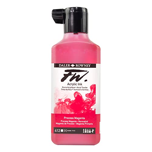 Daler-Rowney FW Acrylic Artists Ink, 180ml/6oz Plastic Bottle, Process Magenta (D160181412)